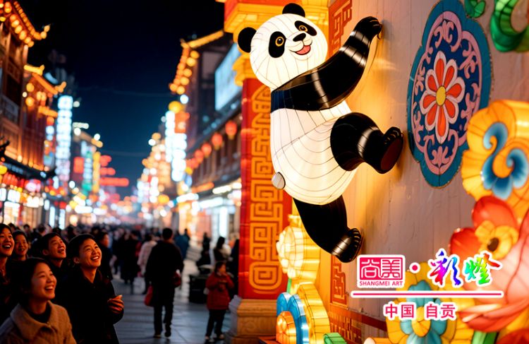 商業步行街網紅熊貓彩燈